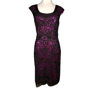 Sue Wong Women’s 8 Black & Purple Sleeveless Cocktail Party Glam Mini Dress